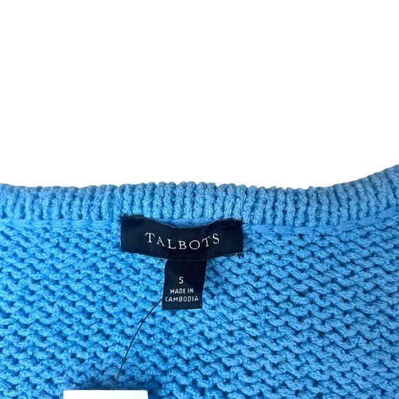 NWT Talbots Elbow Sleeve Button Front Sweater Jacket Cardigan Blue Sz S - Picture 5 of 8